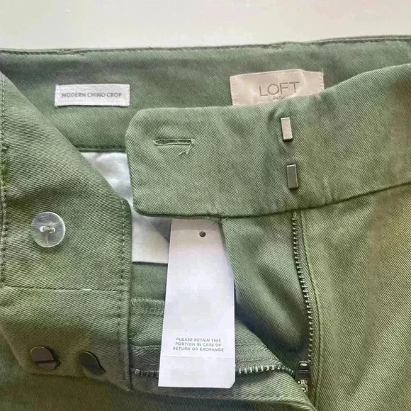 NWT Loft Modern Chino Crop army green with orange stripe size 2 - Picture 7 of 7